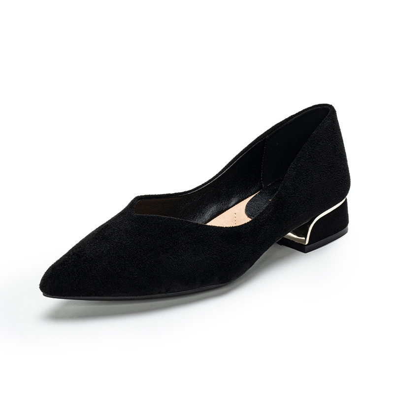 Leather Works - Zapatos de tacón bajo de gamuza