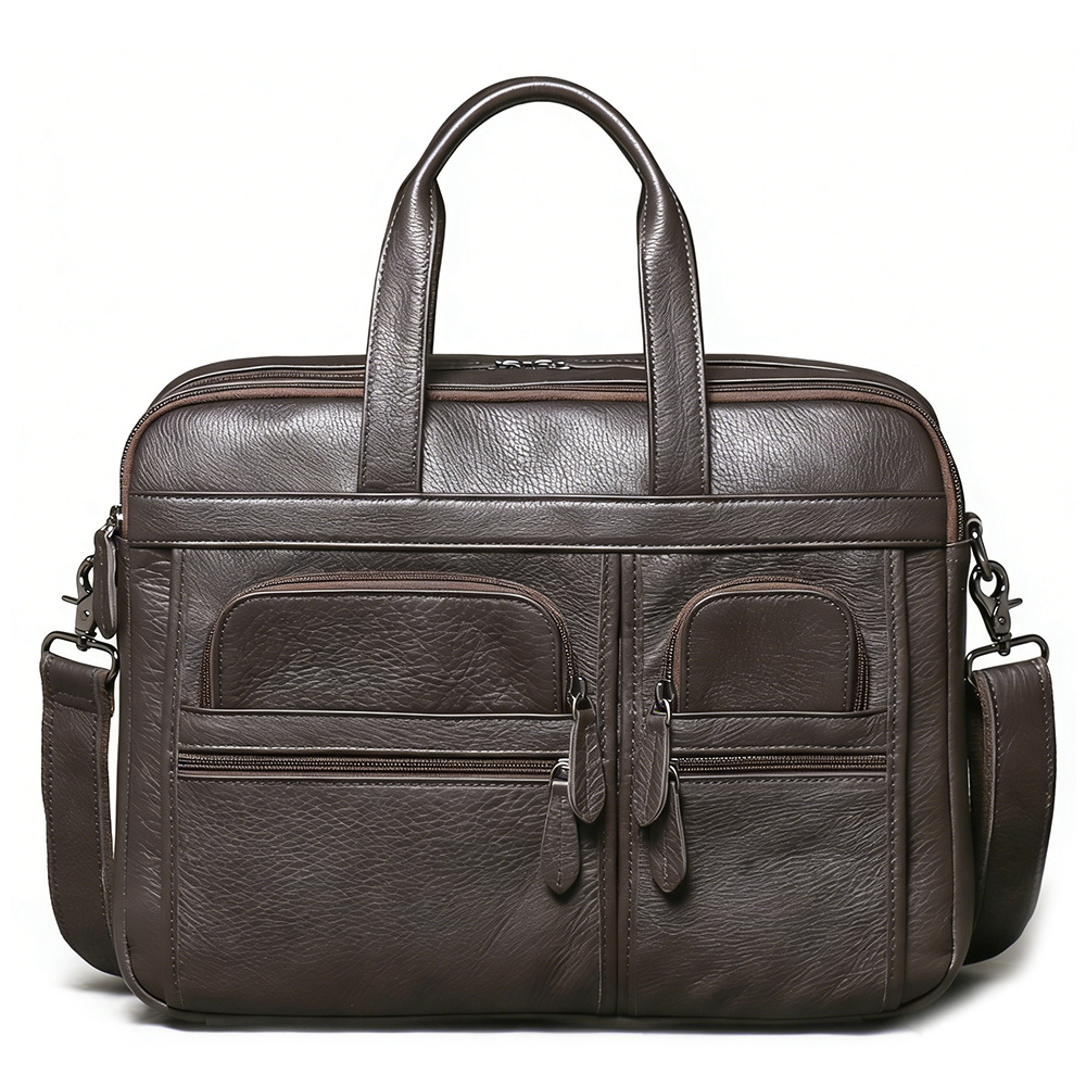 Leather Work Bag Laptop - Maletín de Cuero Genuino para Hombre,