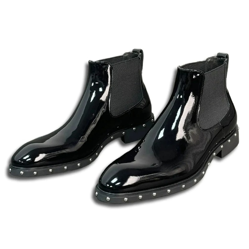 Leatherwork Rivets - Botas Chelsea de Diseño con Punta