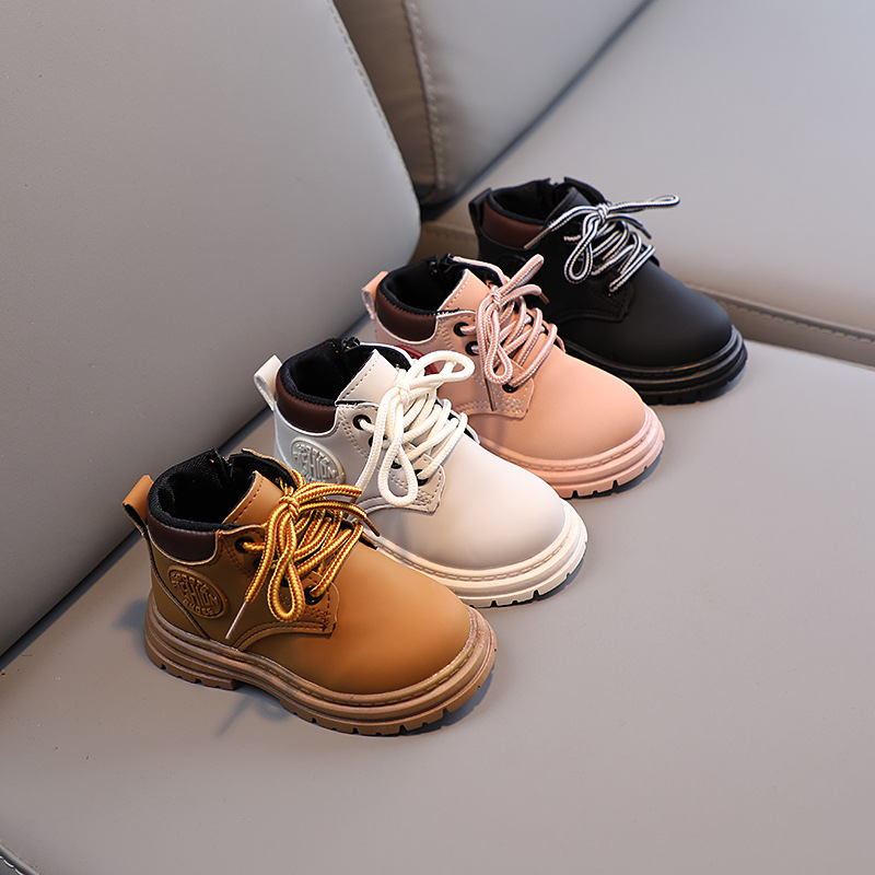 Leather Work For Kids - Botas cortas antideslizantes con cordones para