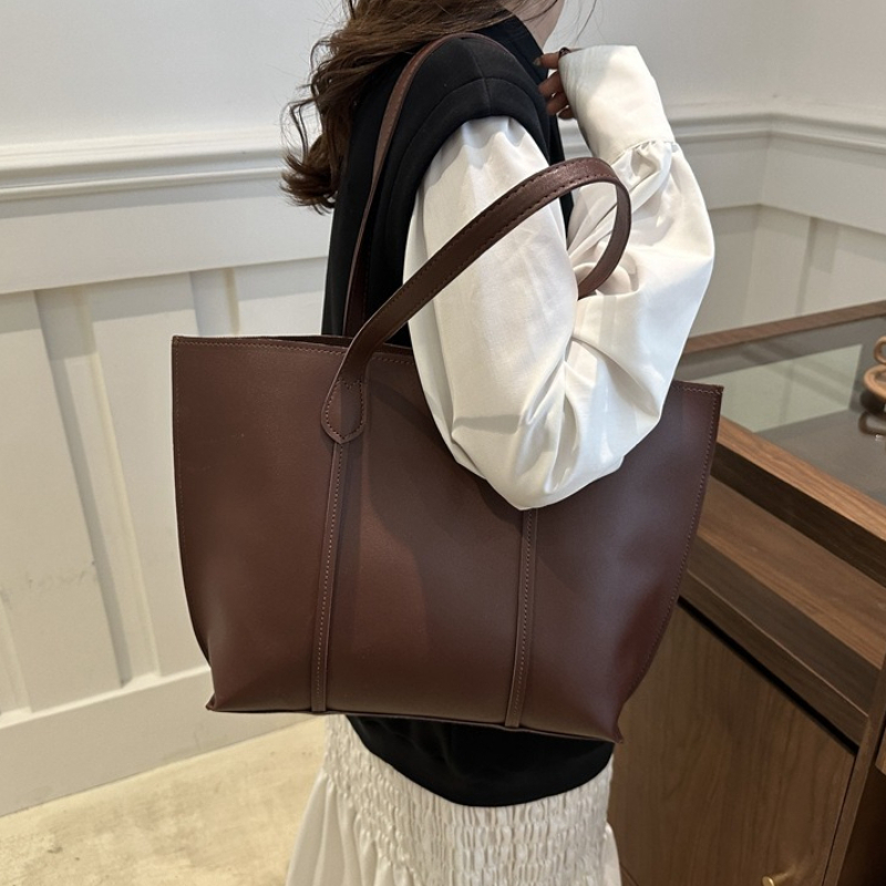 Leather Work Bag Laptop - Bolso de Hombro Retro de Piel