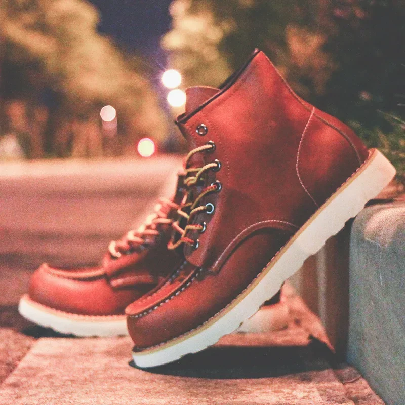 Leatherwork Projects - Botas de cuero genuino para hombre,