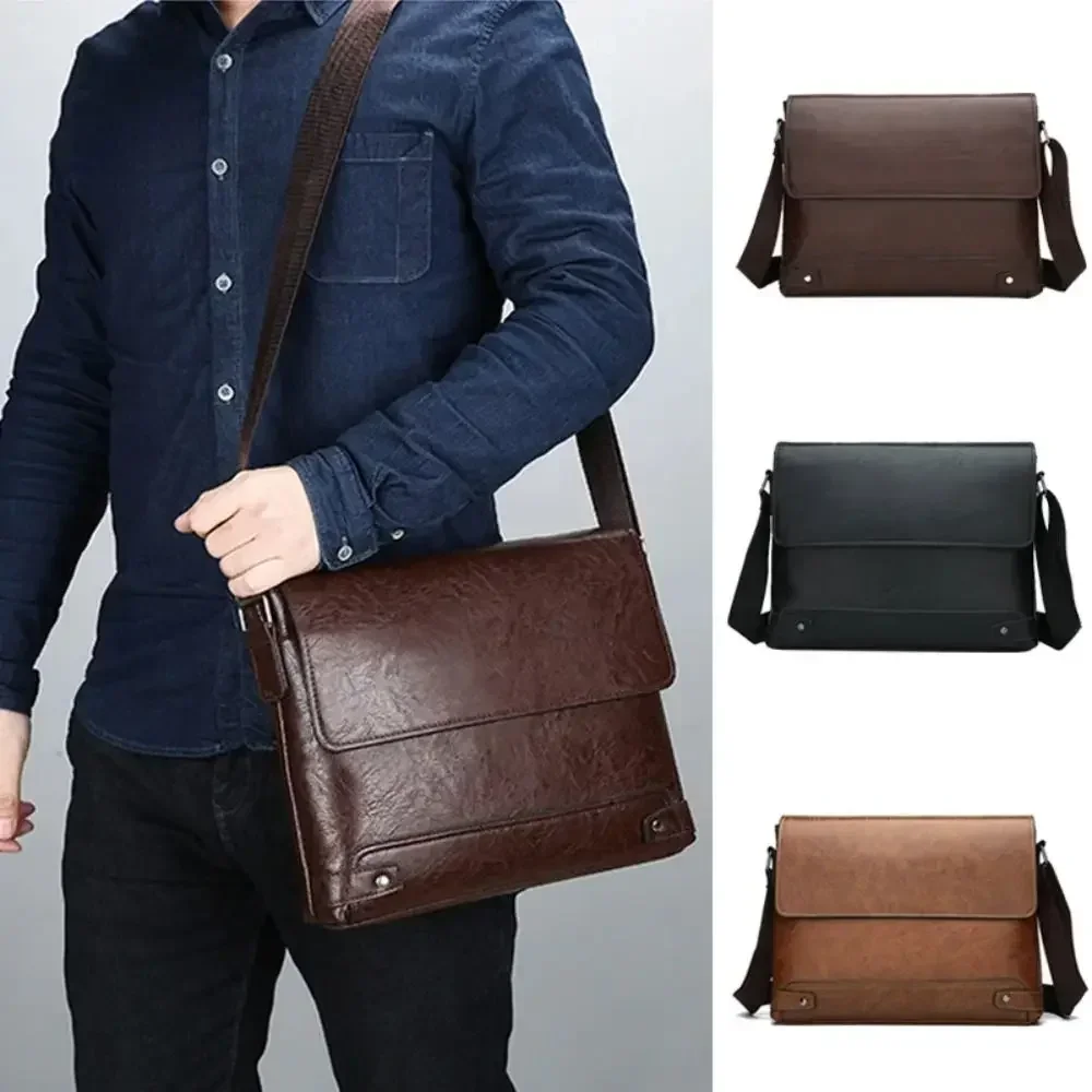 Leather Work Bag Laptop - Maletín para hombre de cuero PU,