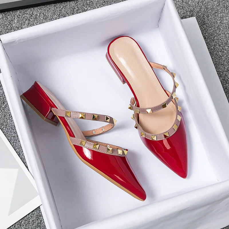 Leatherwork Rivets - Sandalias de verano 2026 con punta,