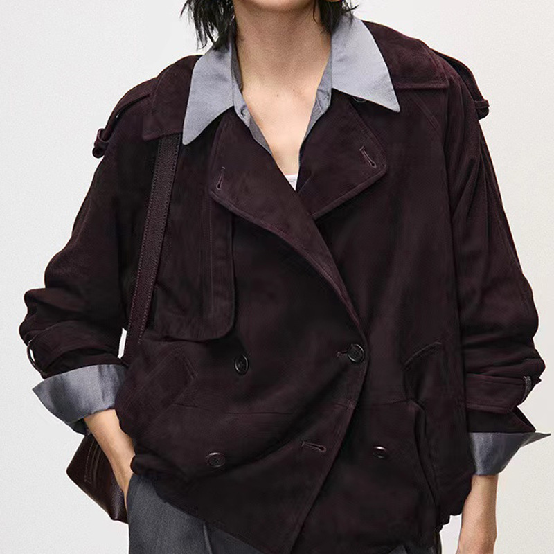 Leather Work For Kids - Chaqueta de ante auténtica para mujer,