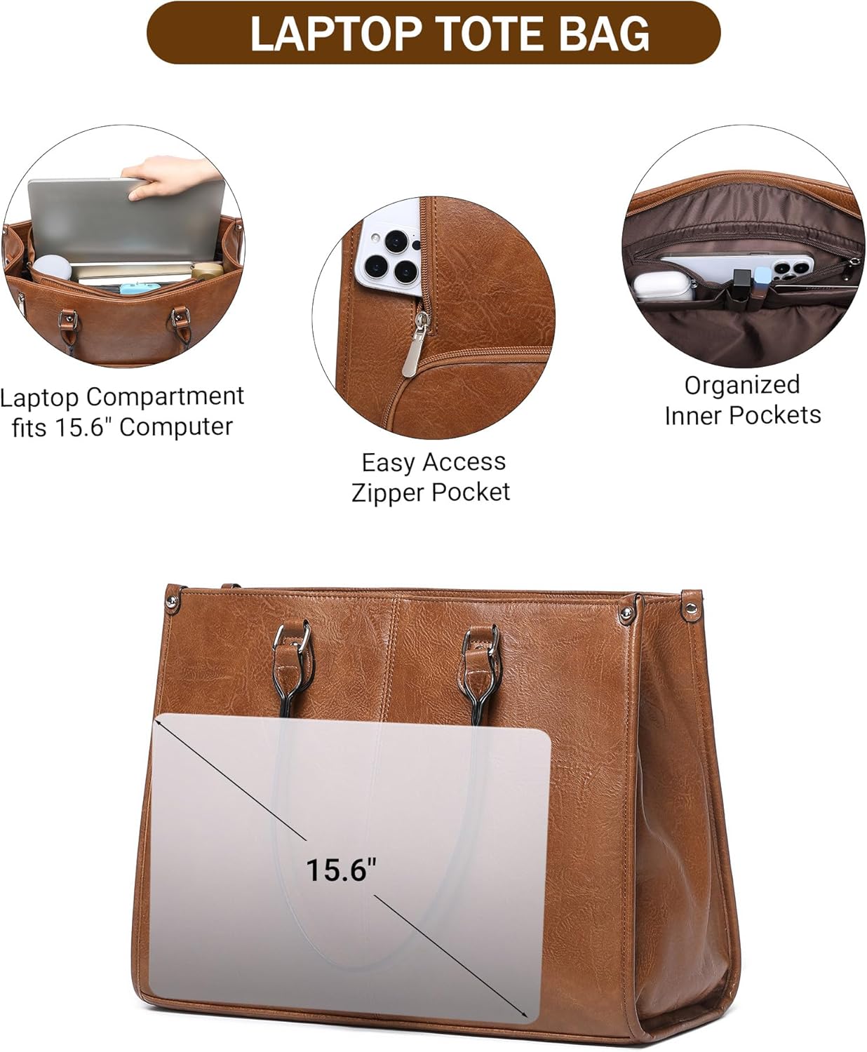 Bolso Tote 2 en 1 para Portáti - Leather Work Bag Laptop reseña y precio