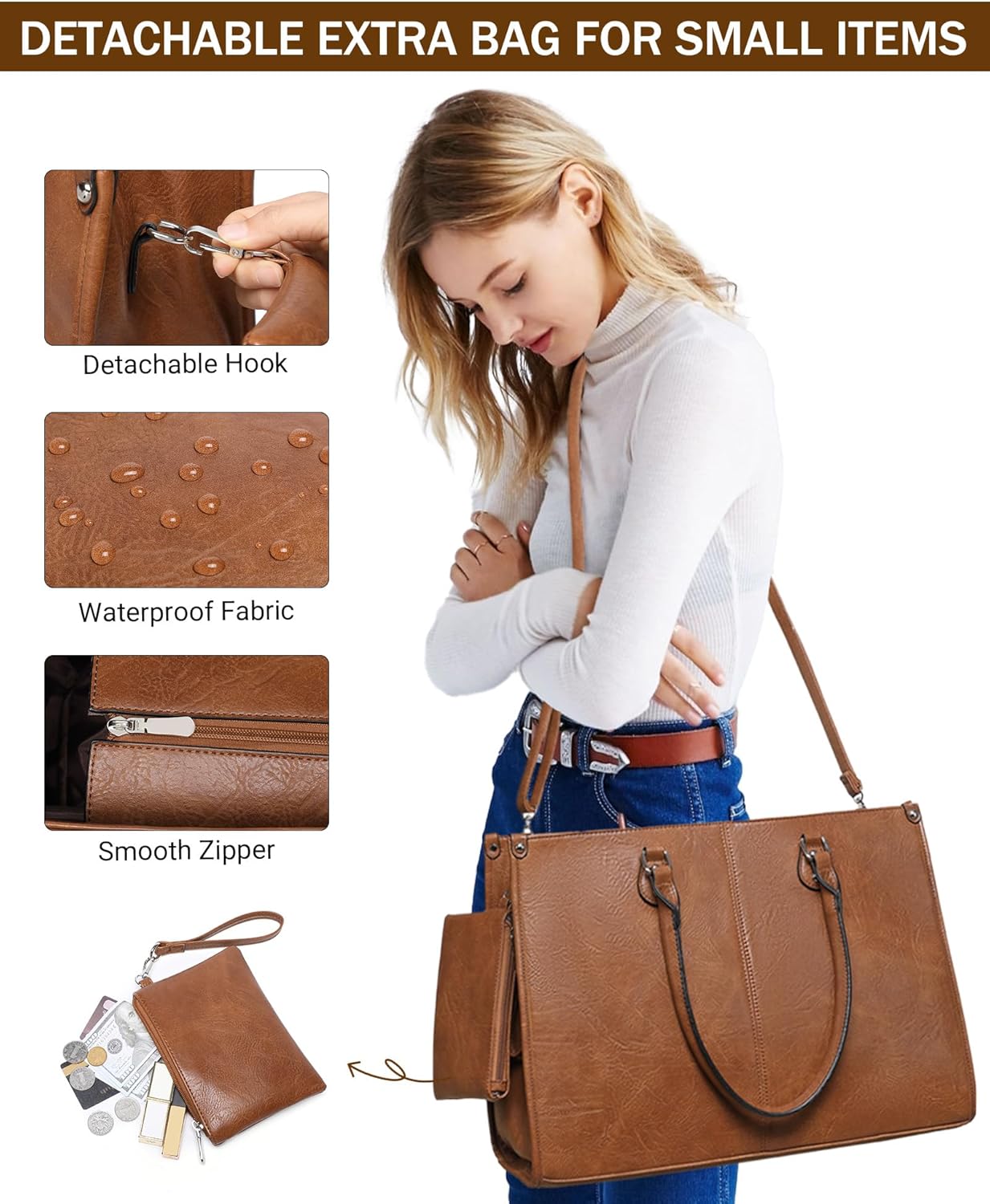 Bolso Tote 2 en 1 para Portáti - Leather Work Bag Laptop reseña y precio