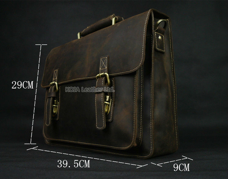 Crazy Horse-maletín Vintage de - Leather Work Bag Laptop reseña y precio