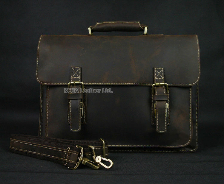 Crazy Horse-maletín Vintage de - Leather Work Bag Laptop reseña y precio