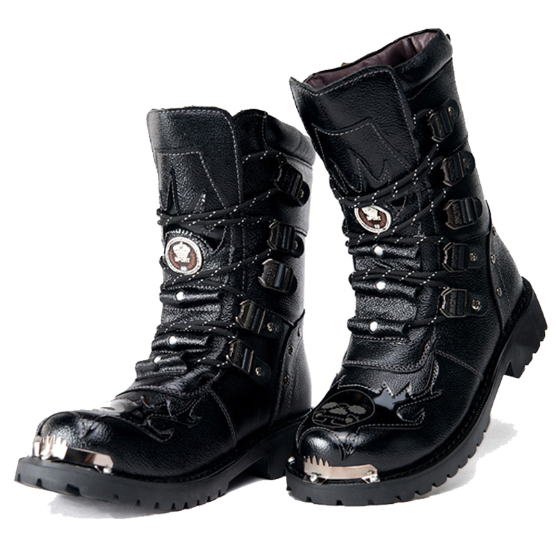 Botas de combate para hombre,  - Leatherwork Rivets reseña y precio